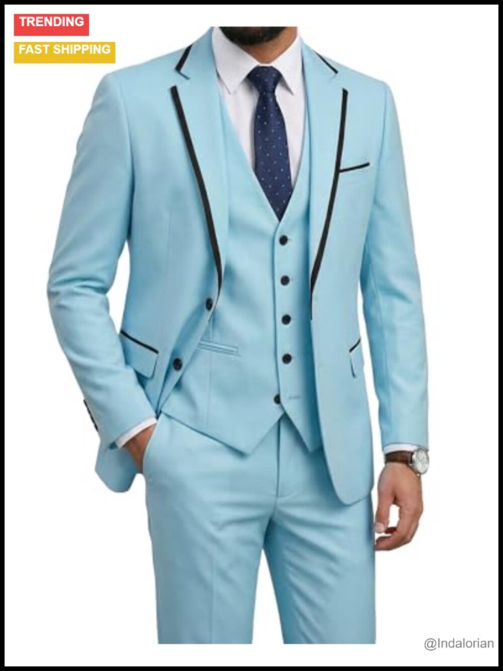 3 Piece Mens Suit Set Slim Fit Notch Lapel Blazer Vest Pants Wedding Prom